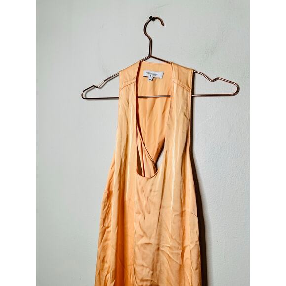ROSETTA GETTY Peach Satin Sleeveless Scoop Neck Twist Back Shift Dress Size 10 - Picture 5 of 16